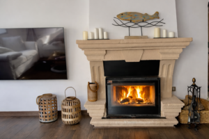 wood fireplace