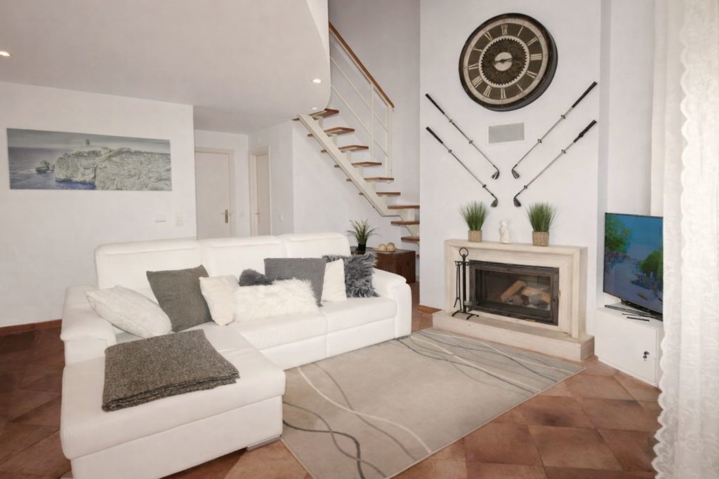 Living area with fireplace