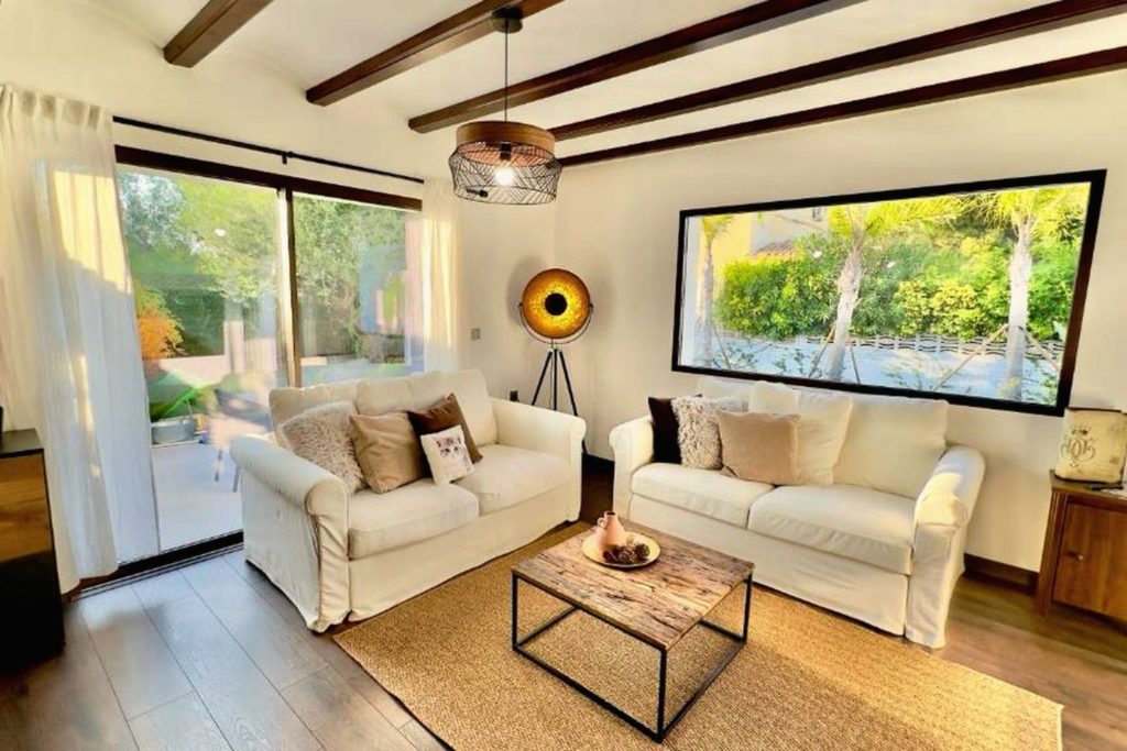 Living room looking onto the garden