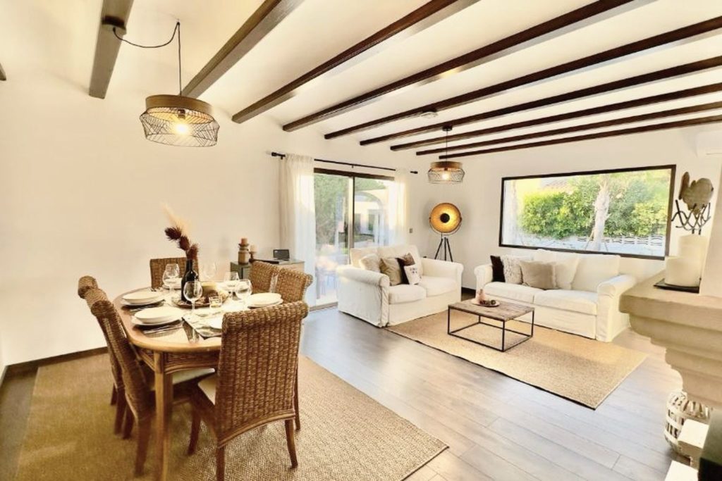 Open dining and living area