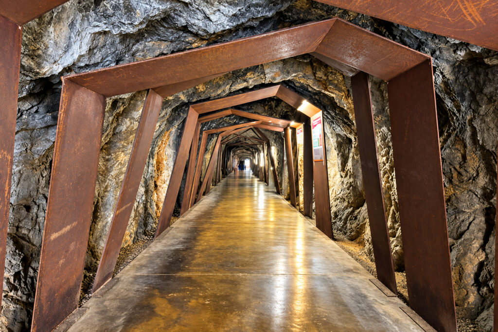 Der Fußgängertunnel, der durch den Burgberg von Dénia führt