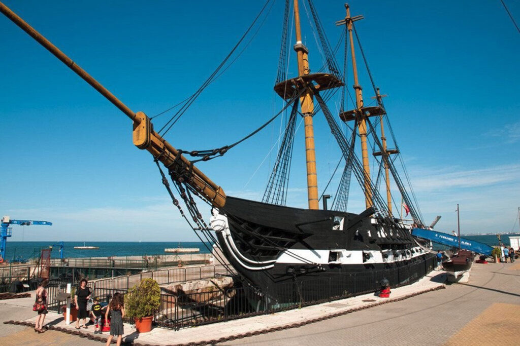 The Fragata Dom Fernando II e Glória moored at Cacilhas