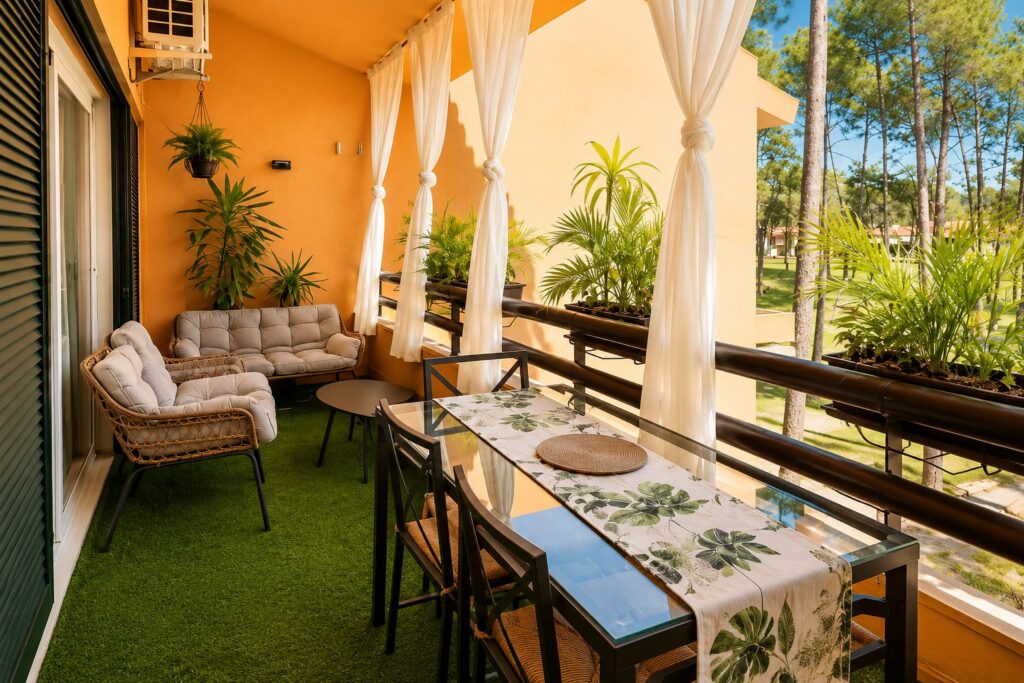 Terrace with dining table and lounge