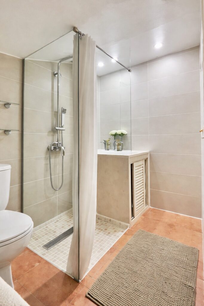 Upstairs bathroom with shower