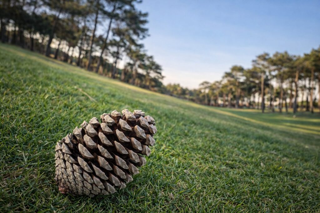 Pine cone on the golf course